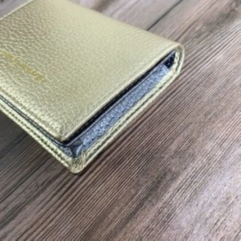 Campo Marzio Unisex Leather Business Card Holder/Wallet-Gold