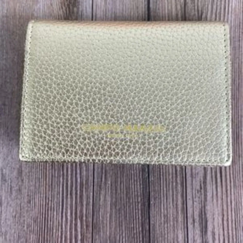 Campo Marzio Unisex Leather Business Card Holder/Wallet-Gold