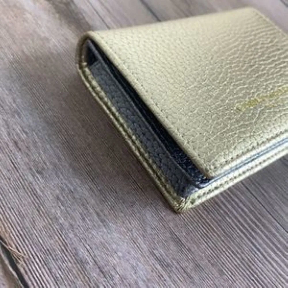 Campo Marzio Unisex Leather Business Card Holder/Wallet-Gold