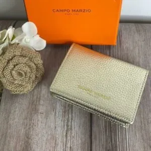 Campo Marzio Unisex Leather Business Card Holder/Wallet-Gold