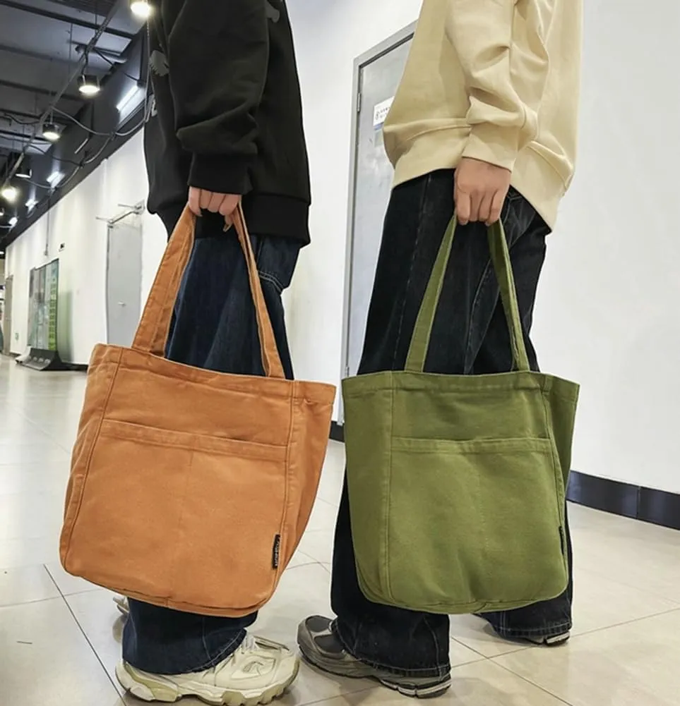 Canvas Shoulder Bags for Women Large Tote Bag with Zipper Top-handle Multi-pockets Purses Work Travel Shopping