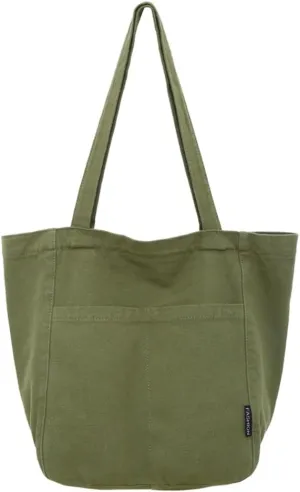 Canvas Shoulder Bags for Women Large Tote Bag with Zipper Top-handle Multi-pockets Purses Work Travel Shopping