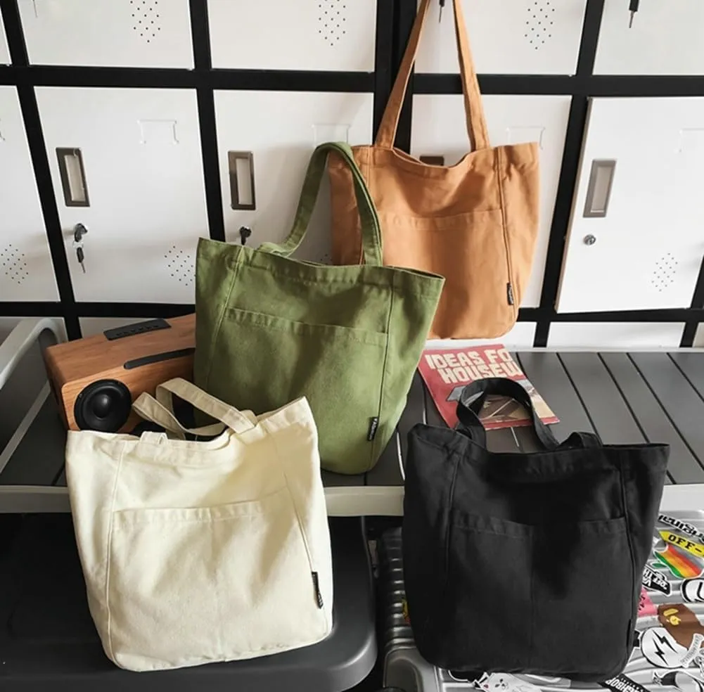 Canvas Shoulder Bags for Women Large Tote Bag with Zipper Top-handle Multi-pockets Purses Work Travel Shopping