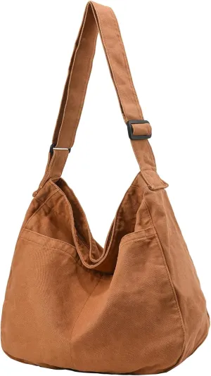 Canvas Tote Bag Casual Hobo Crossbody Shoulder Bag for Women and Men Large Purse Messenger Bag Travel Work