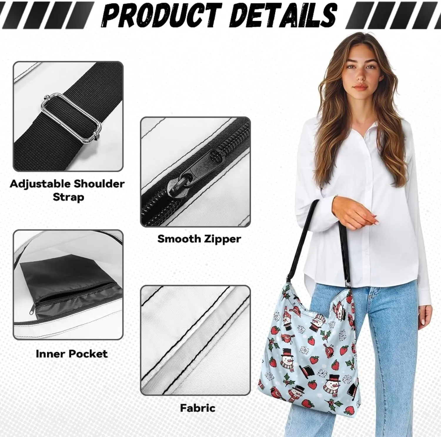 Canvas Tote Bag for Women, Retro Tote Bag with Adjustable Shoulder Strap Fashion Shoulder Purse Travel Satchel