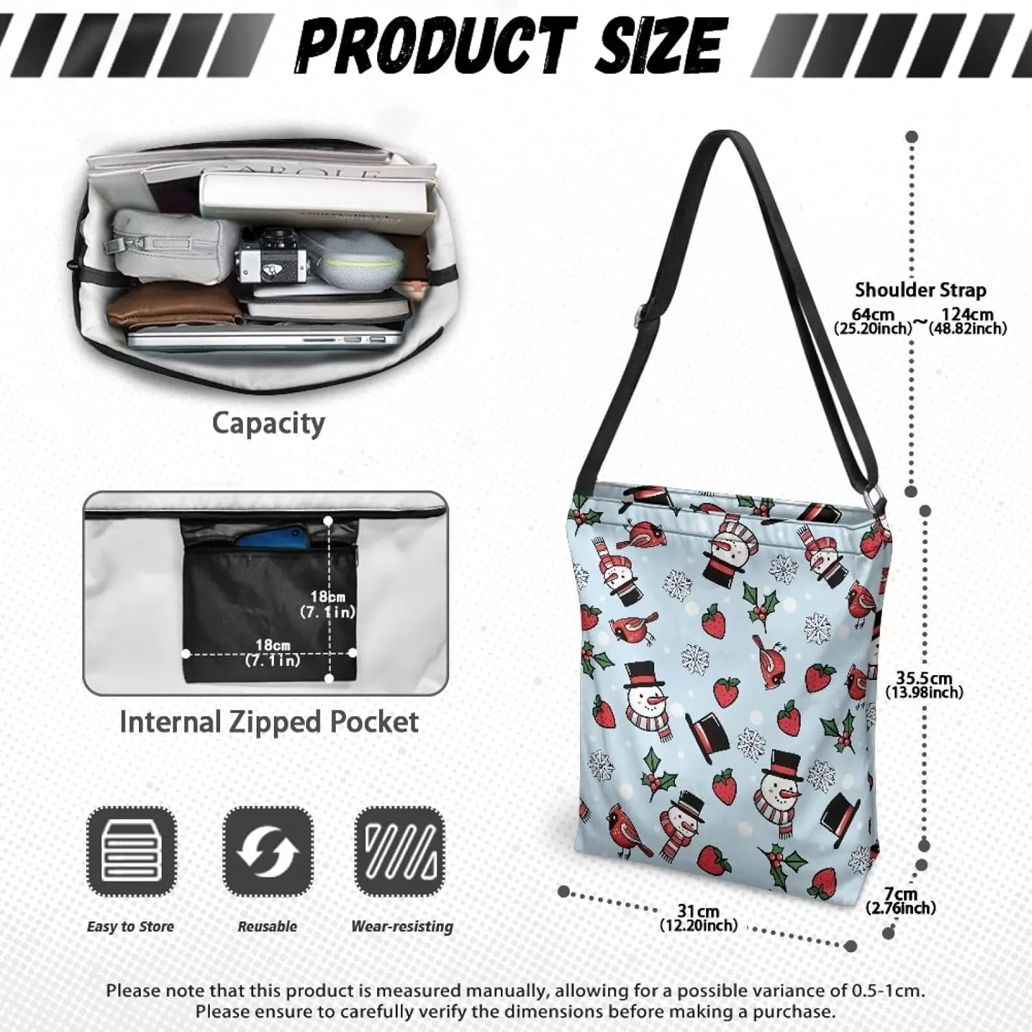 Canvas Tote Bag for Women, Retro Tote Bag with Adjustable Shoulder Strap Fashion Shoulder Purse Travel Satchel