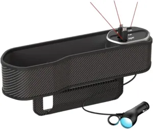 Car Fit for Seat Gap Organizer with USB/Type C Less Charger Car Fit for Seat Storage Bag with Cup Holder Front Console Crevice Filler(Wired Charge)