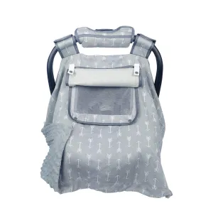 Car seat Covers for Babies boy Girl, Carseat Canopy for Newborn Carrier, 2 Layers Windows of mesh/Fabric, No Shifting on Carrier Handle, Handle Cushion, Cotton & Grey Minky