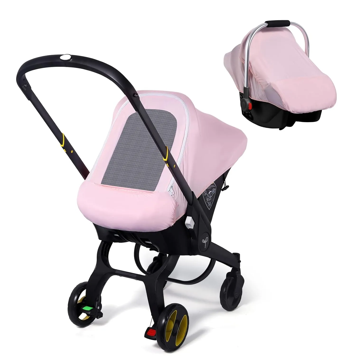 Car Seat Covers for Babies, Original Baby Car Seat Cover for Girls Boys, Stretchy Infant Carseat Canopy with Adjustable Breathable Mesh Window & Pocket, Kick-Proof Stroller Cover for Spring Summer