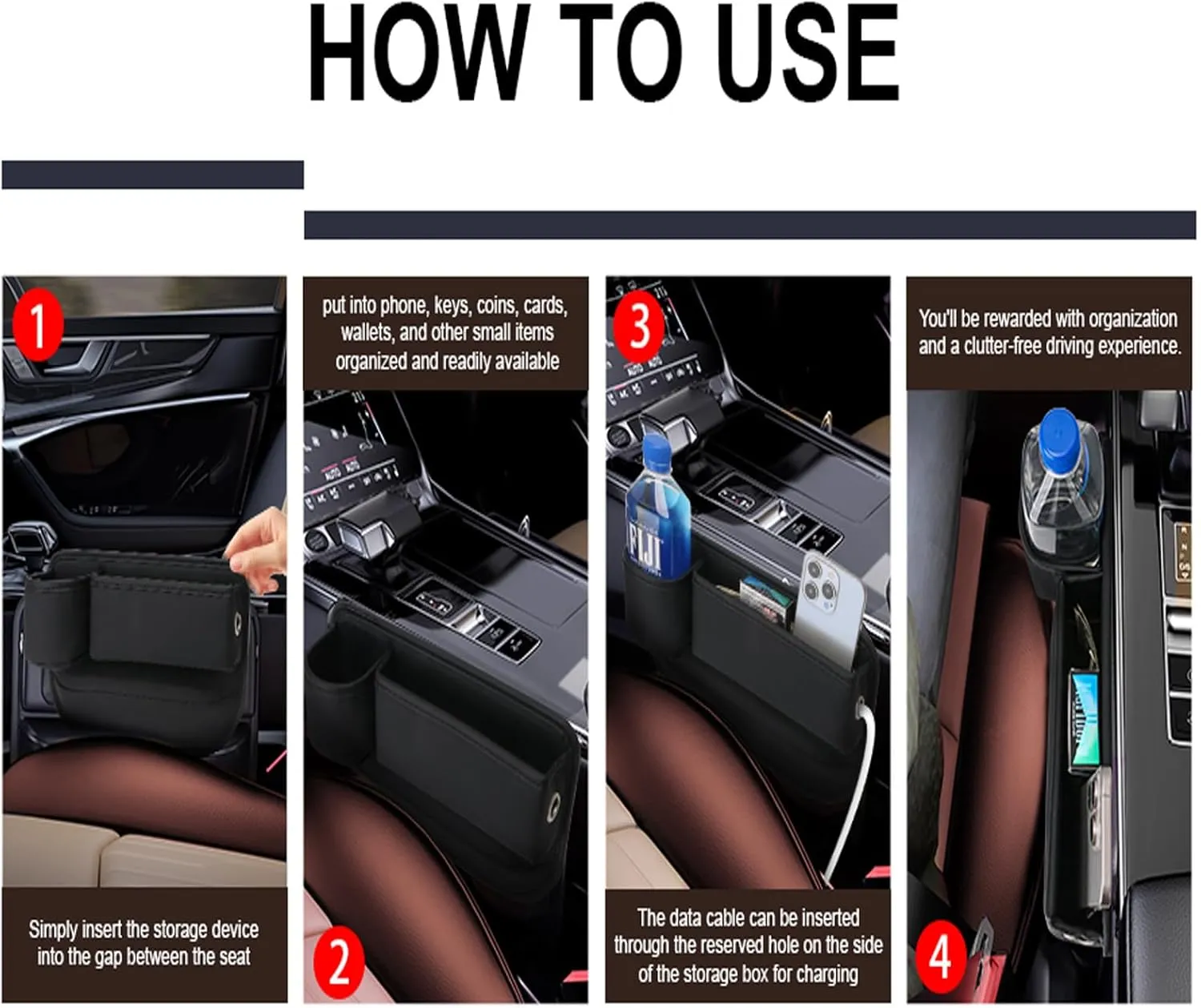 Car seat gap filler organizer,2024 Universal New Seat Gap Storage Box, Car Leather Cup Holder Gap Bag for Glasses Phones Keys and Cards (red, Driver Side)