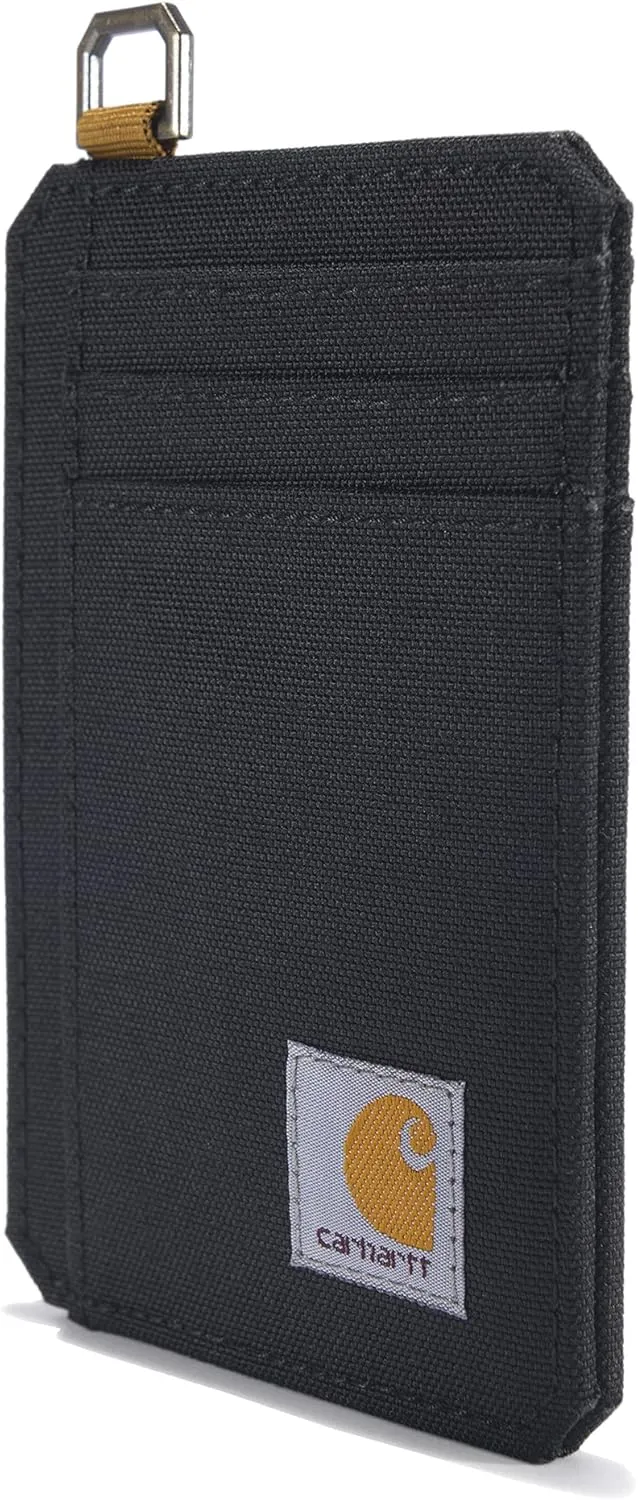 Carhartt mens Front Pocket Wallets, Durable Canvas Or Leather With Money Clip , Nylon Duck (Black), One Size US