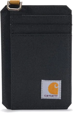 Carhartt mens Front Pocket Wallets, Durable Canvas Or Leather With Money Clip , Nylon Duck (Black), One Size US
