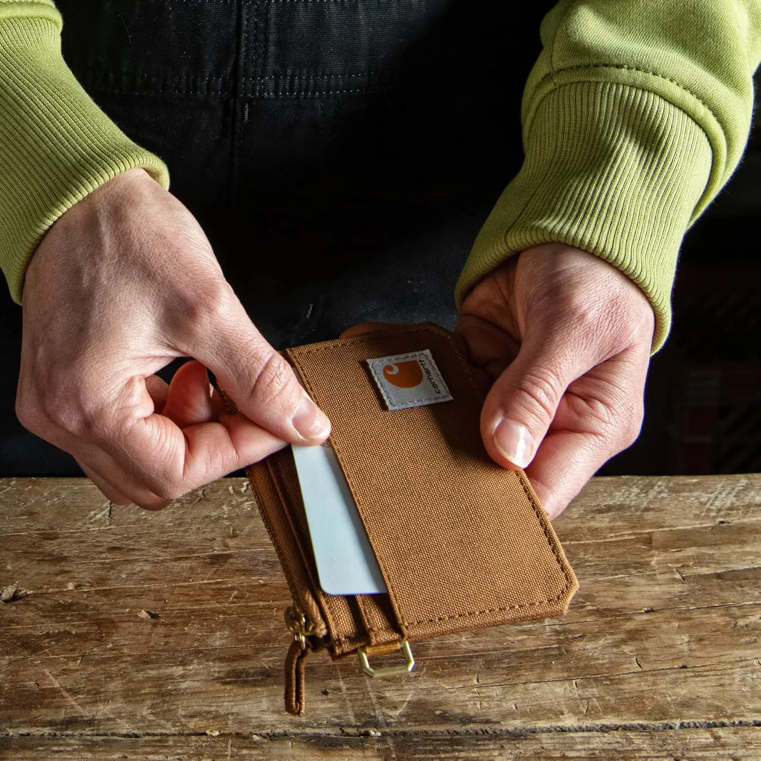 Carhartt mens Front Pocket Wallets, Durable Canvas Or Leather With Money Clip , Nylon Duck (Black), One Size US