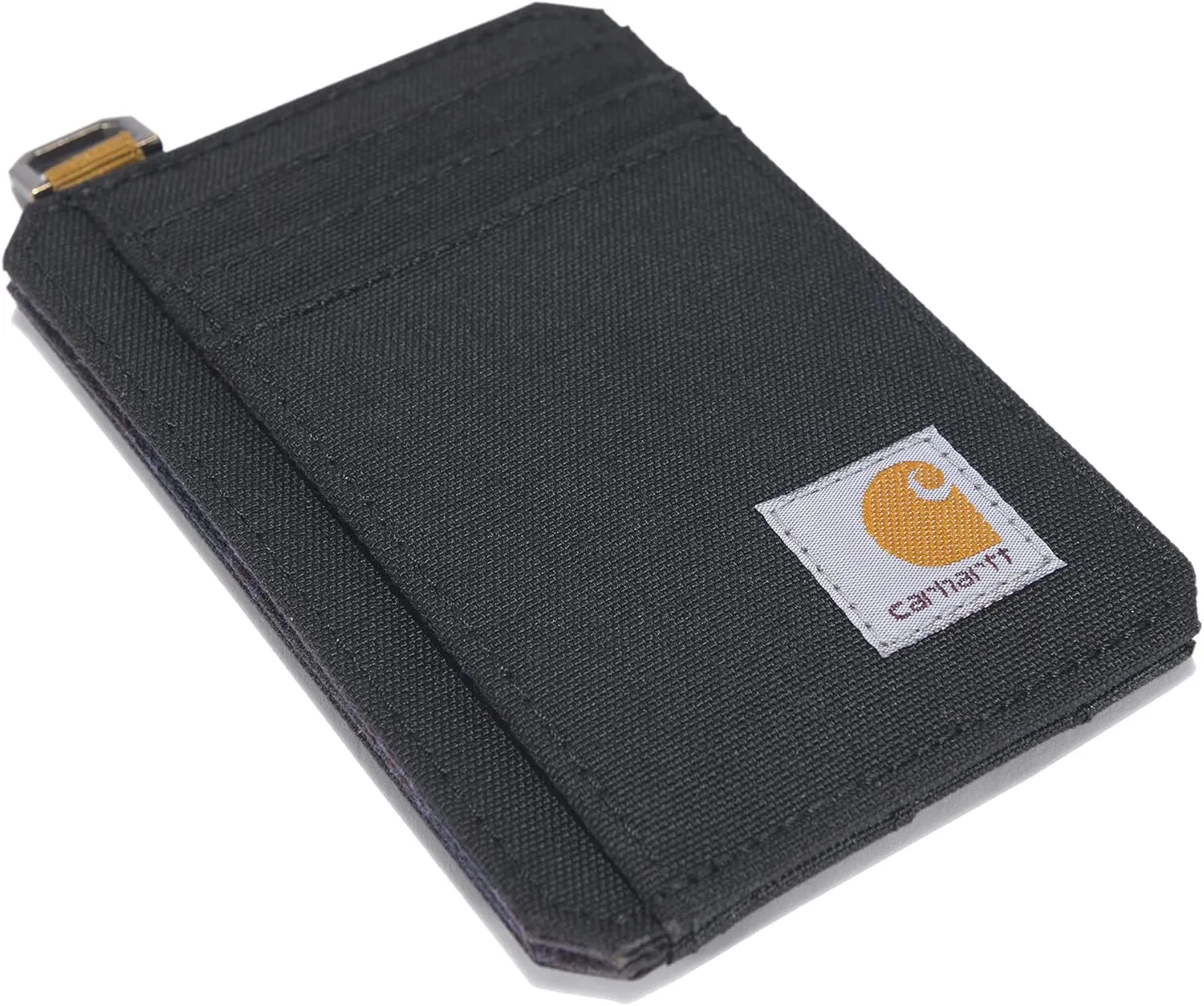 Carhartt mens Front Pocket Wallets, Durable Canvas Or Leather With Money Clip , Nylon Duck (Black), One Size US