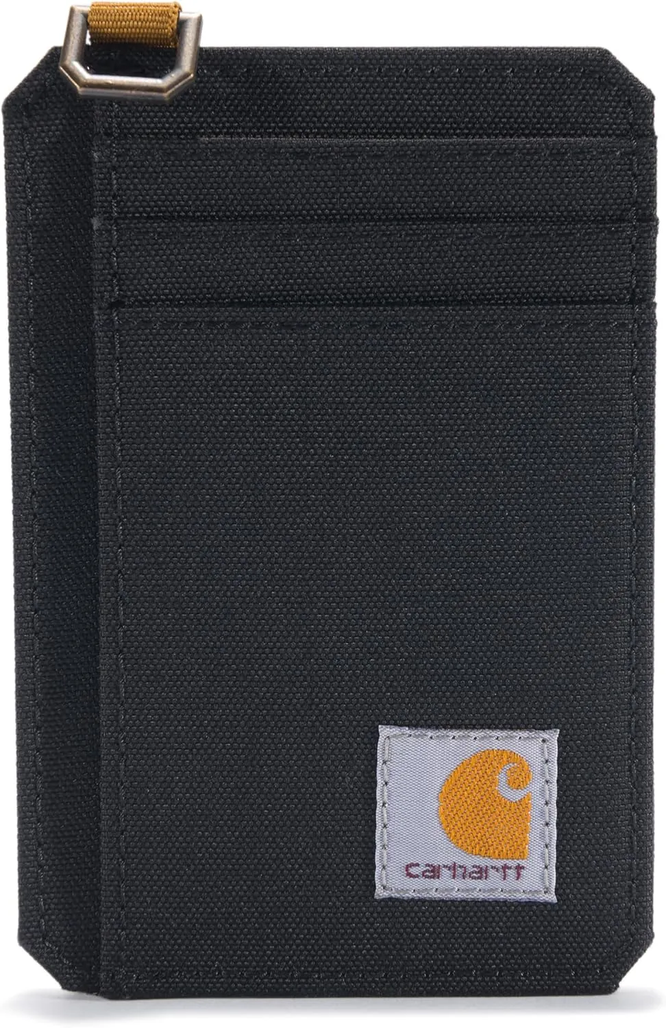 Carhartt mens Front Pocket Wallets, Durable Canvas Or Leather With Money Clip , Nylon Duck (Black), One Size US
