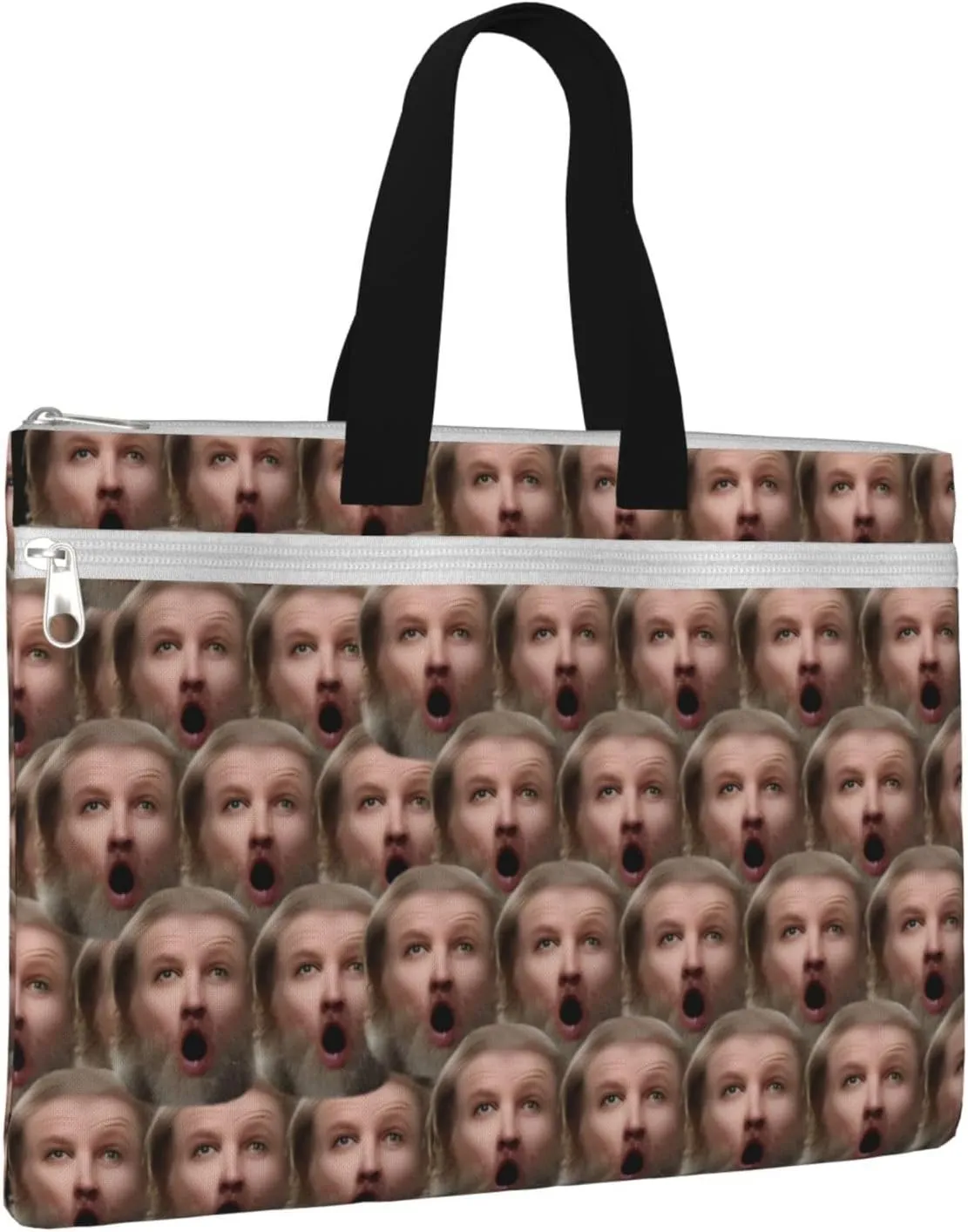 Cartoon Gnomes Canvas Tote Bag for Women Work Men Computer File Organizer Storage Bags with Zipper Handles