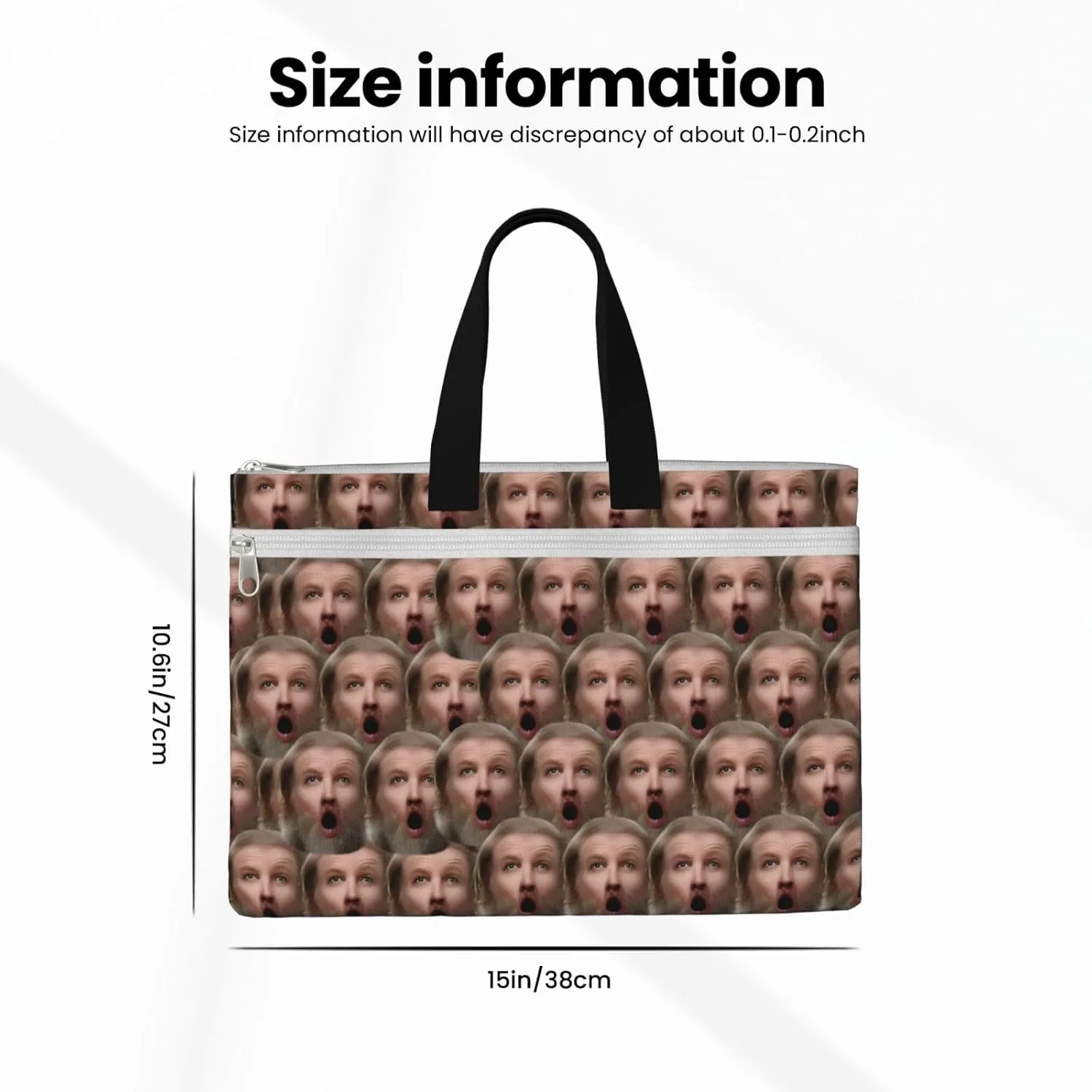 Cartoon Gnomes Canvas Tote Bag for Women Work Men Computer File Organizer Storage Bags with Zipper Handles