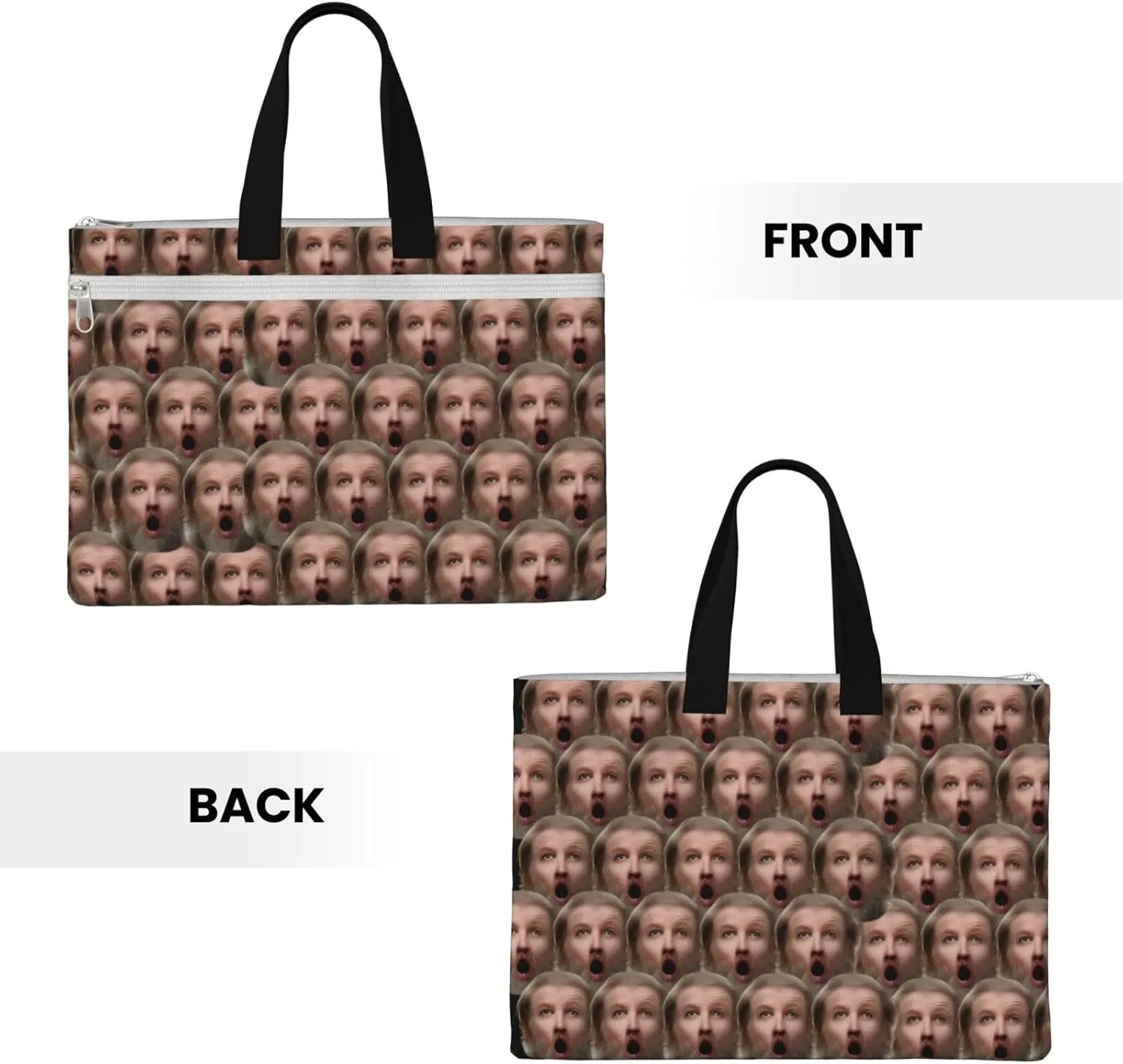 Cartoon Gnomes Canvas Tote Bag for Women Work Men Computer File Organizer Storage Bags with Zipper Handles