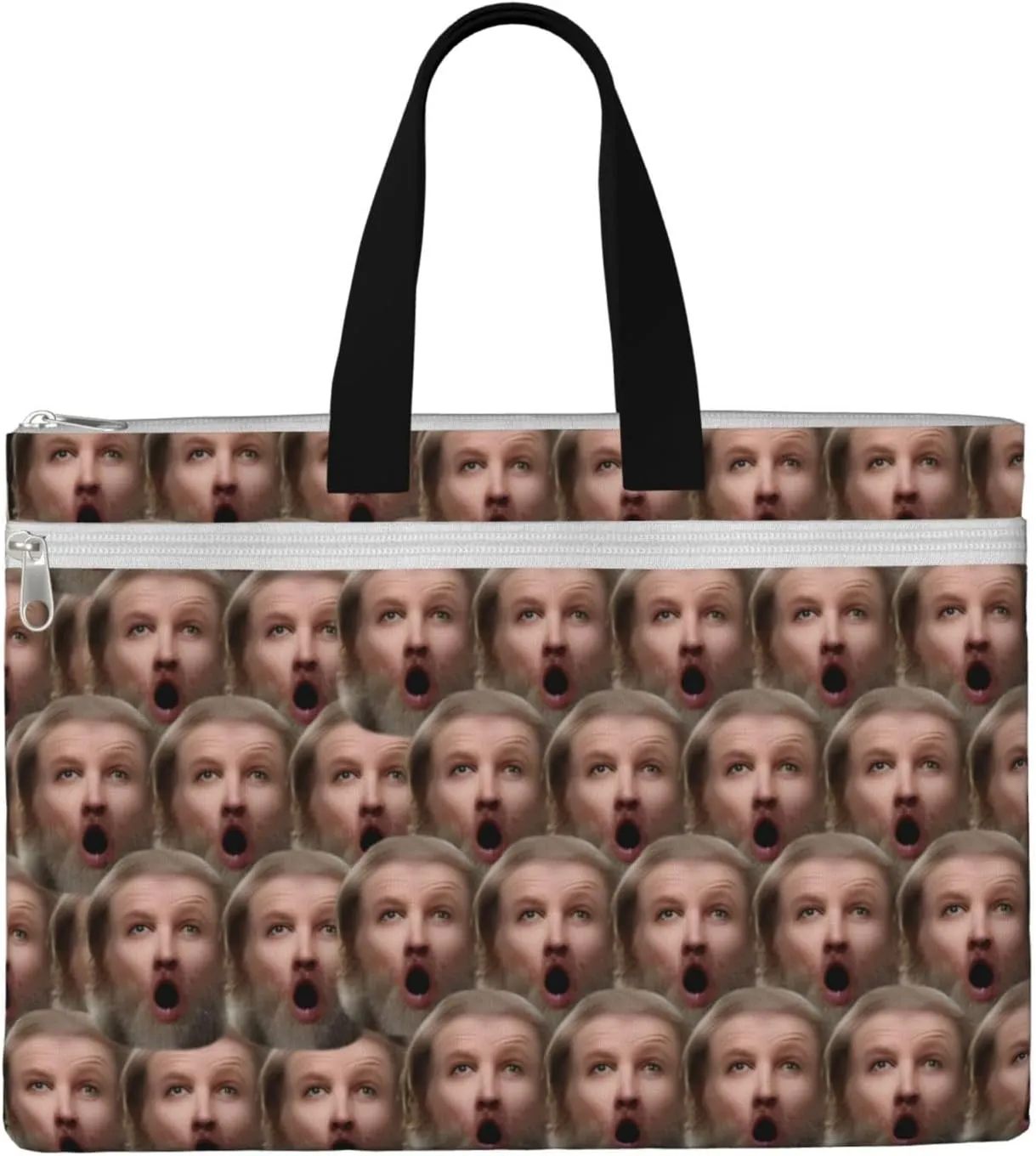 Cartoon Gnomes Canvas Tote Bag for Women Work Men Computer File Organizer Storage Bags with Zipper Handles