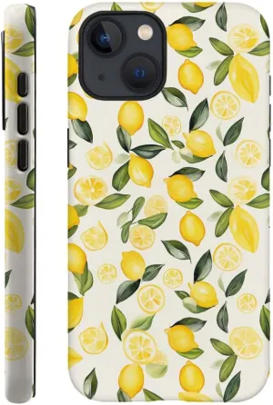Case Compatible with for iPhone 13,Watercolor Lemons Leaves Pattern Phone Case Hybrid 2-Layer Hard Shell,Shockproof Soft for Girl Women Boy Men,Case for iPhone 13