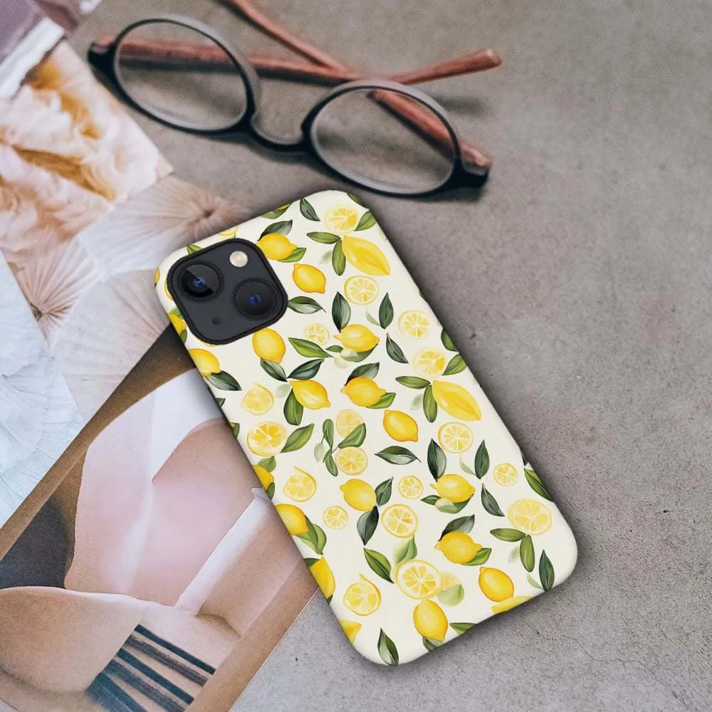 Case Compatible with for iPhone 13,Watercolor Lemons Leaves Pattern Phone Case Hybrid 2-Layer Hard Shell,Shockproof Soft for Girl Women Boy Men,Case for iPhone 13