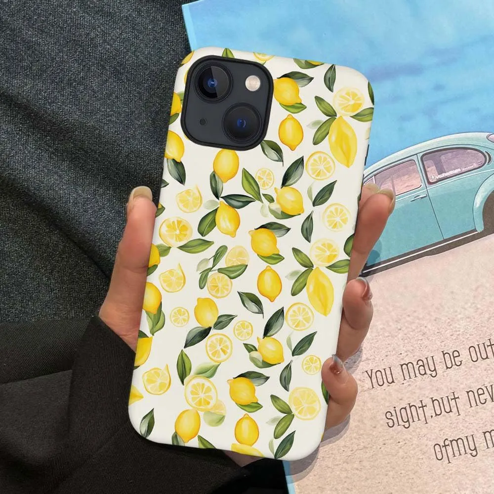 Case Compatible with for iPhone 13,Watercolor Lemons Leaves Pattern Phone Case Hybrid 2-Layer Hard Shell,Shockproof Soft for Girl Women Boy Men,Case for iPhone 13