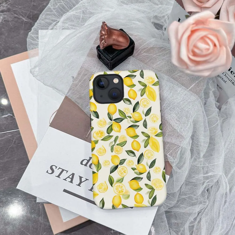 Case Compatible with for iPhone 13,Watercolor Lemons Leaves Pattern Phone Case Hybrid 2-Layer Hard Shell,Shockproof Soft for Girl Women Boy Men,Case for iPhone 13