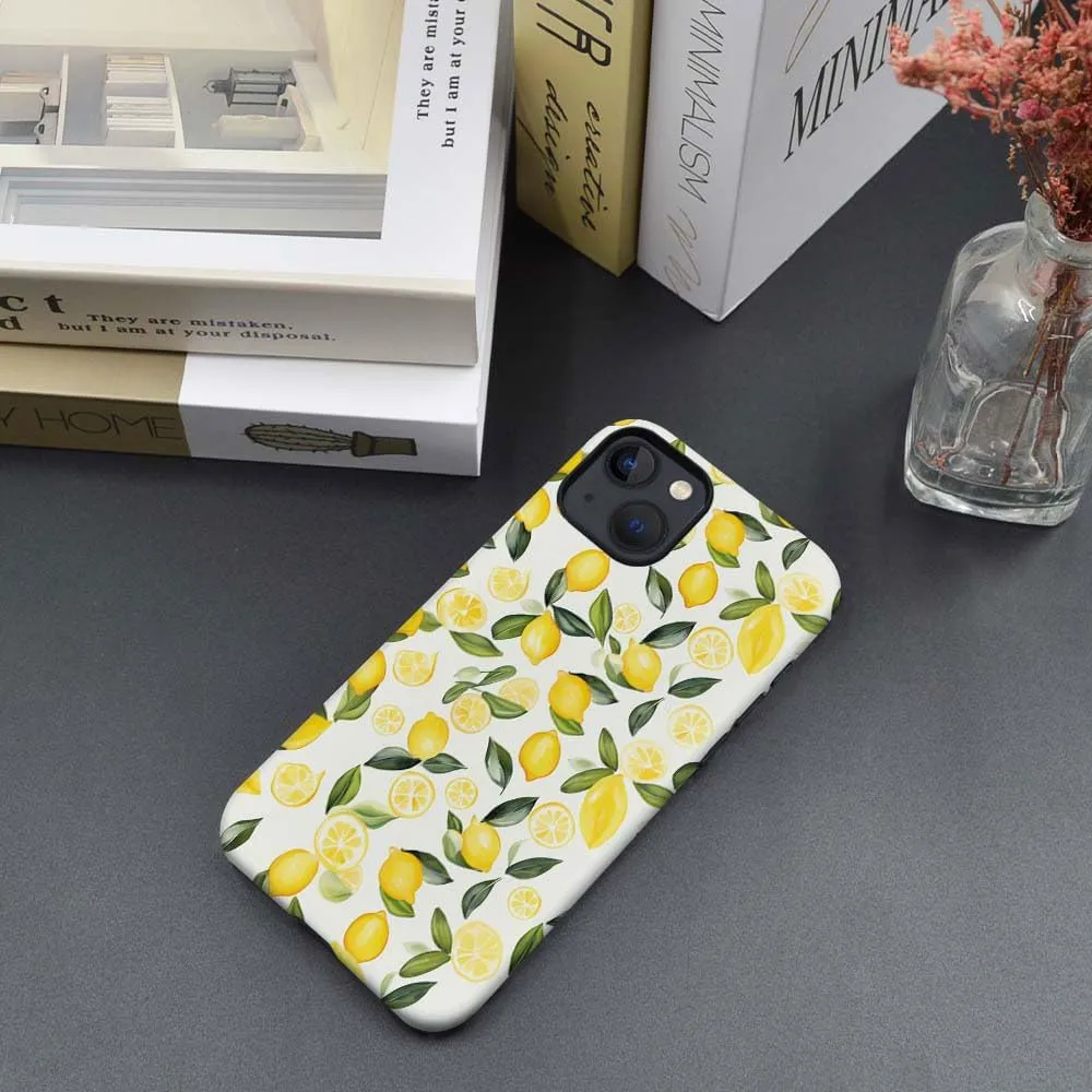 Case Compatible with for iPhone 13,Watercolor Lemons Leaves Pattern Phone Case Hybrid 2-Layer Hard Shell,Shockproof Soft for Girl Women Boy Men,Case for iPhone 13