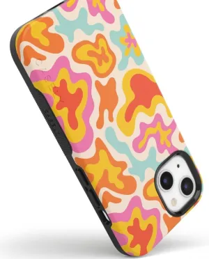 Casely iPhone 15 Case | Tropical Color Splash | Abstract Retro Girly | Bold Case | Compatible with MagSafe