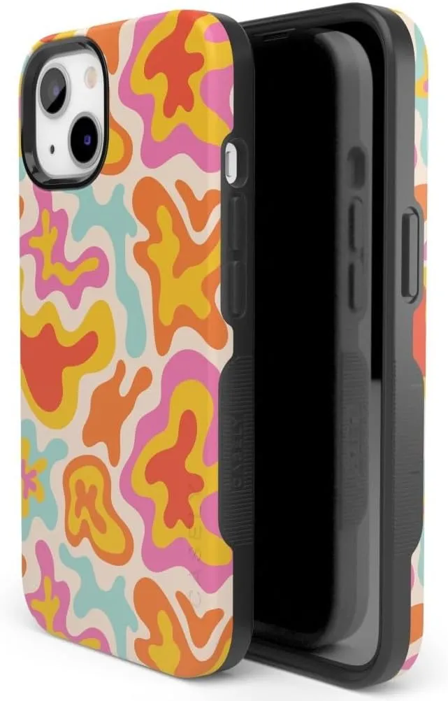 Casely iPhone 15 Case | Tropical Color Splash | Abstract Retro Girly | Bold Case | Compatible with MagSafe