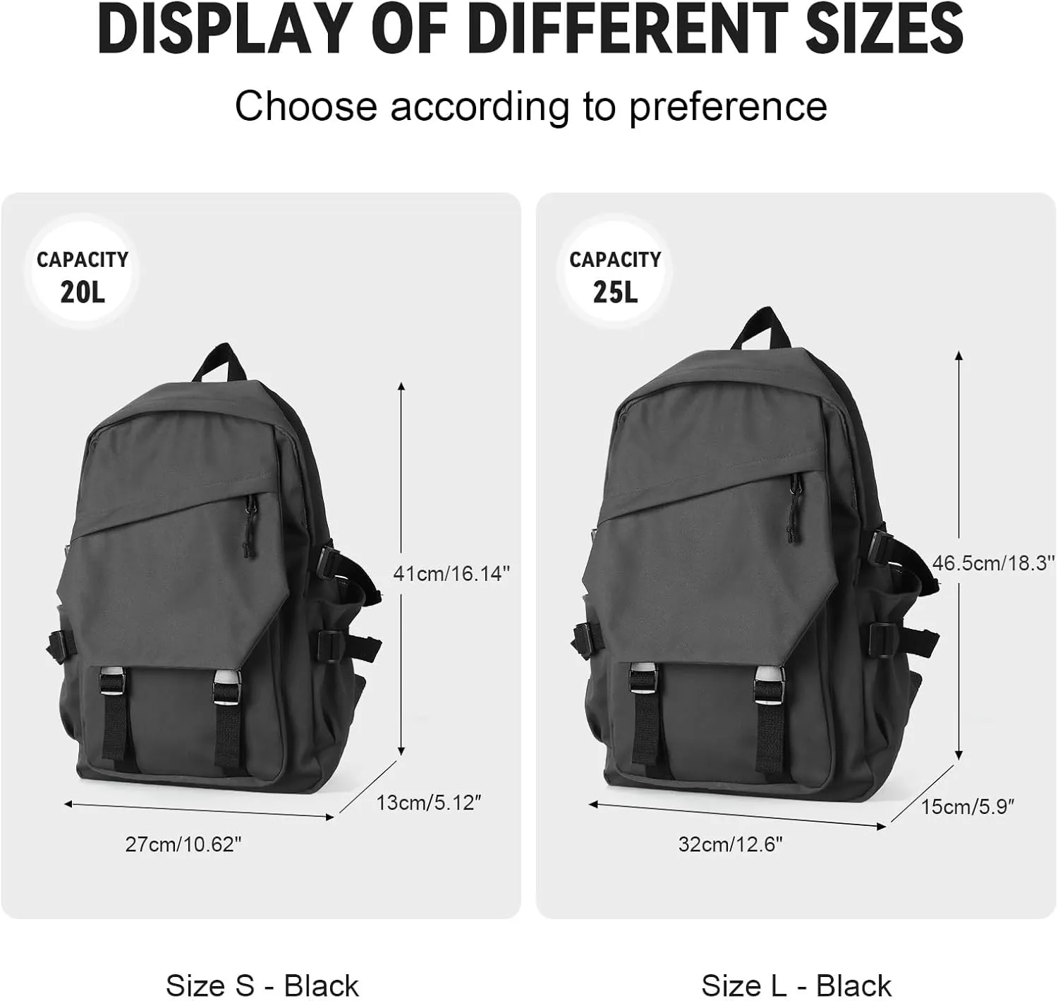 Casual Daypack Large upgraded version College Laptop Backpack for Men Women Water Resistant Lightweight School Bag Travel Rucksack for Sports High School Middle Bookbag for girls Size L(Dark grey)