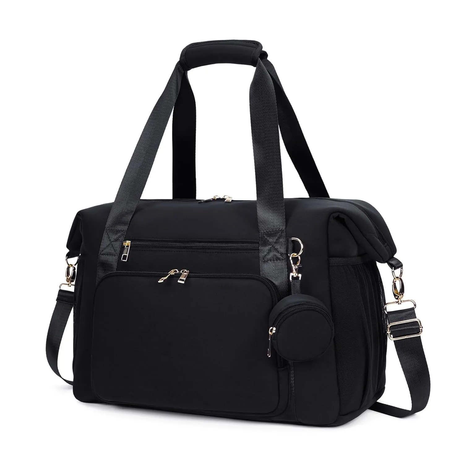 CEI-CEI Diaper Bag Tote Large Neoprene Maternity Hospital Bag for Labor and Delivery Waterproof Travel Baby Bag for Mom and Dad with Pacifier Case Changing Pad and Stroller Straps (Black)