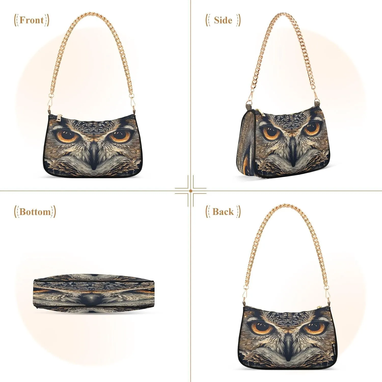 Chain Shoulder Bag Hobo Tote Handbag Mini Clutch Purse with Zipper Closure for Women