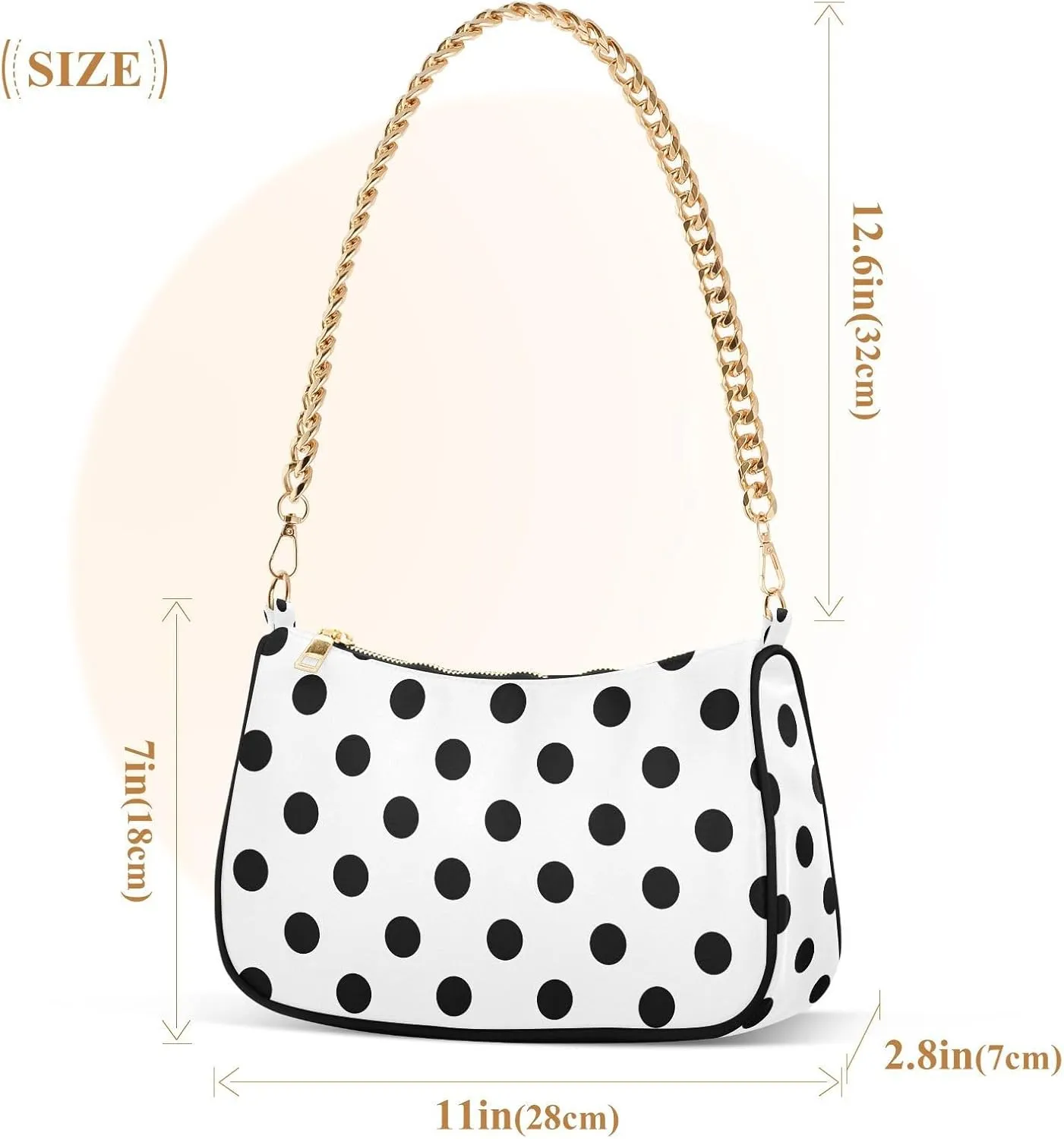 Chain Shoulder Bag Hobo Tote Handbag Mini Clutch Purse with Zipper Closure for Women