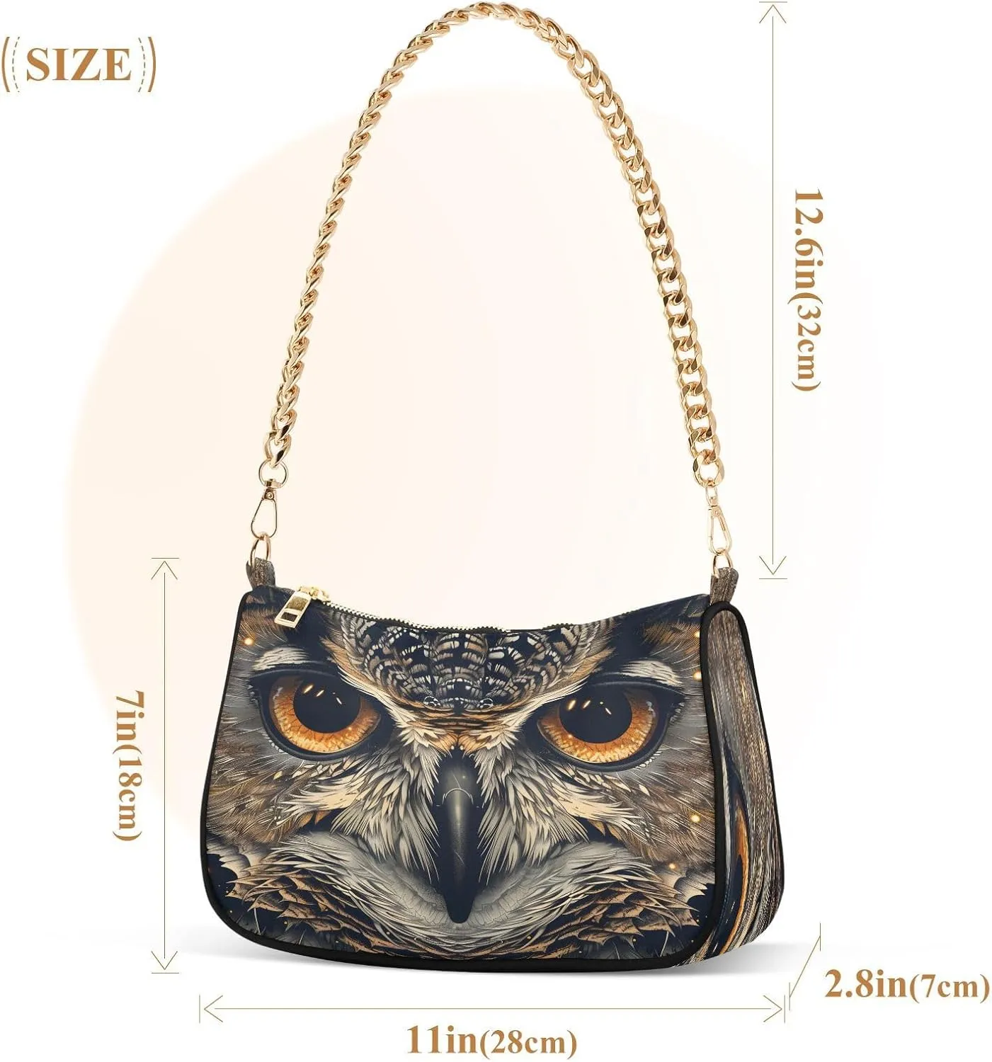 Chain Shoulder Bag Hobo Tote Handbag Mini Clutch Purse with Zipper Closure for Women