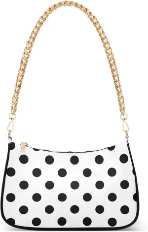 Chain Shoulder Bag Hobo Tote Handbag Mini Clutch Purse with Zipper Closure for Women