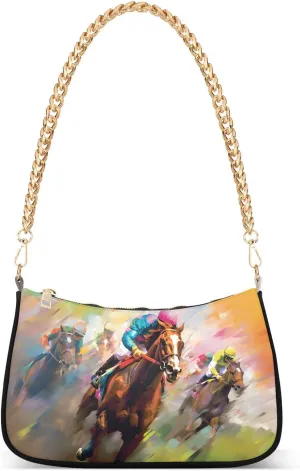 Chain Shoulder Bag Hobo Tote Handbag Mini Clutch Purse with Zipper Closure for Women
