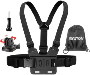 Chest Mount Harness Strap Chesty Body Mount for GoPro Hero 13 12 11 10 9 8 7 6 5 4 3, with 360° Rotating Base with Shoulder Storage Bag for DJI Osmo Action 5 PRO/4/3/2 Action Camera Accessories