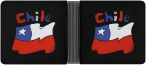 Chilean Flag Chile Leather Wallets for Men Slim Bifold Purse Clutch Double-Sided Printing