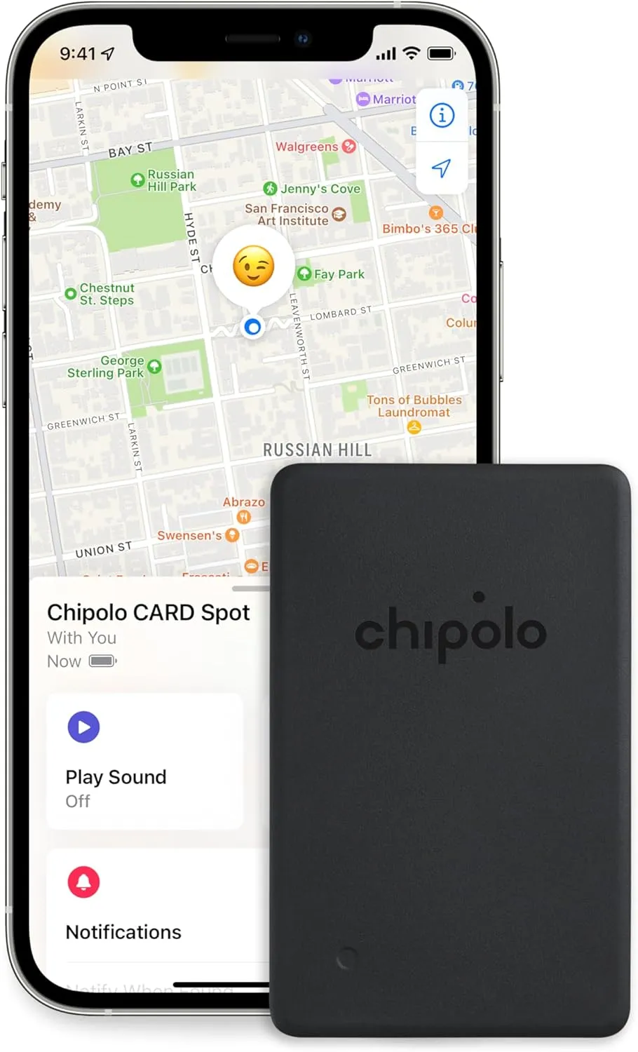 Chipolo Card Spot - Wallet Tracker, Bluetooth Finder for Wallet, Passports - Works with The Apple Find My app (iOS ONLY)