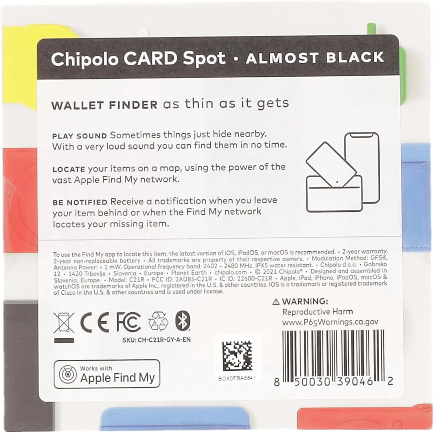 Chipolo Card Spot - Wallet Tracker, Bluetooth Finder for Wallet, Passports - Works with The Apple Find My app (iOS ONLY)