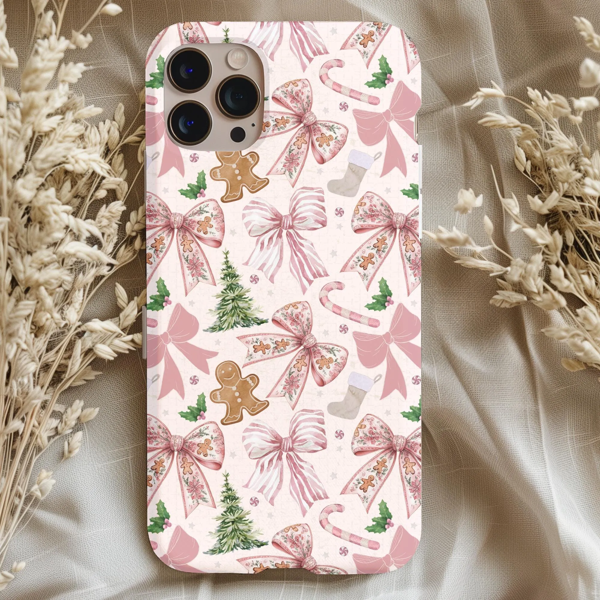 Christmas Bows Gingerbread Phone Case