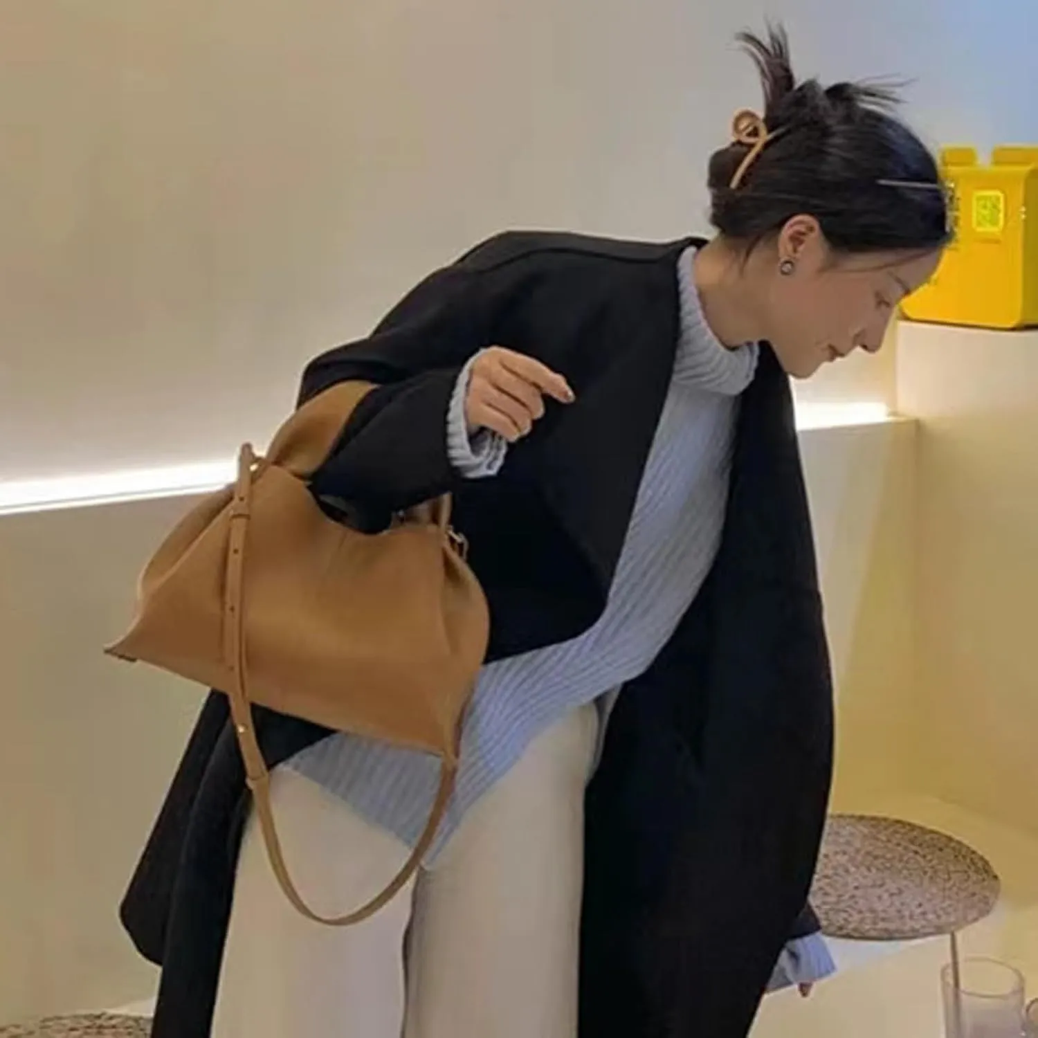 Cloud Pouch Bag Portable Shoulder Bag Leather Dumpling Clutch Bag,Detachable Shoulder Strap Hobo Bag