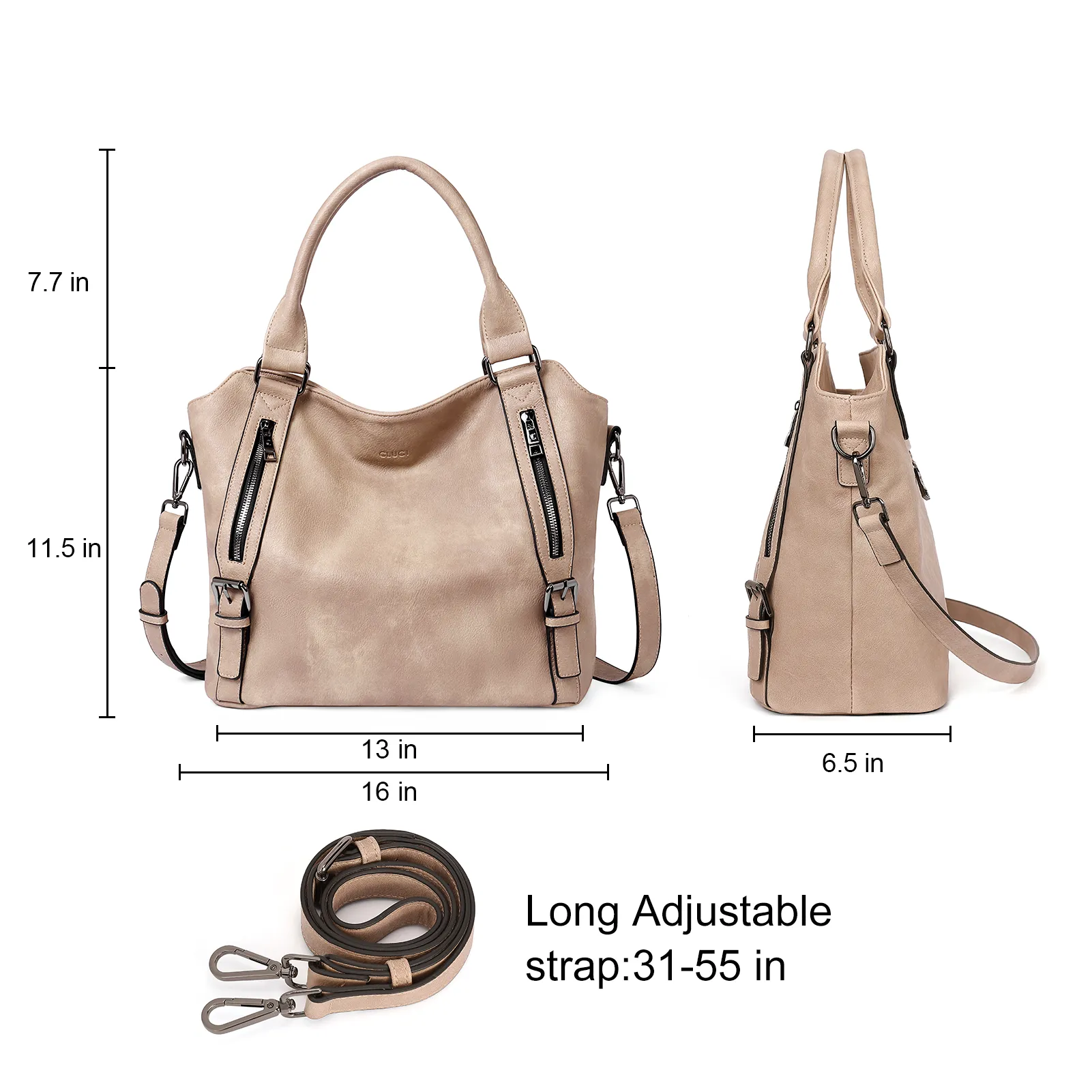 CLUCI Hobo Bags Large Tote with Adjustable Shoulder Strap