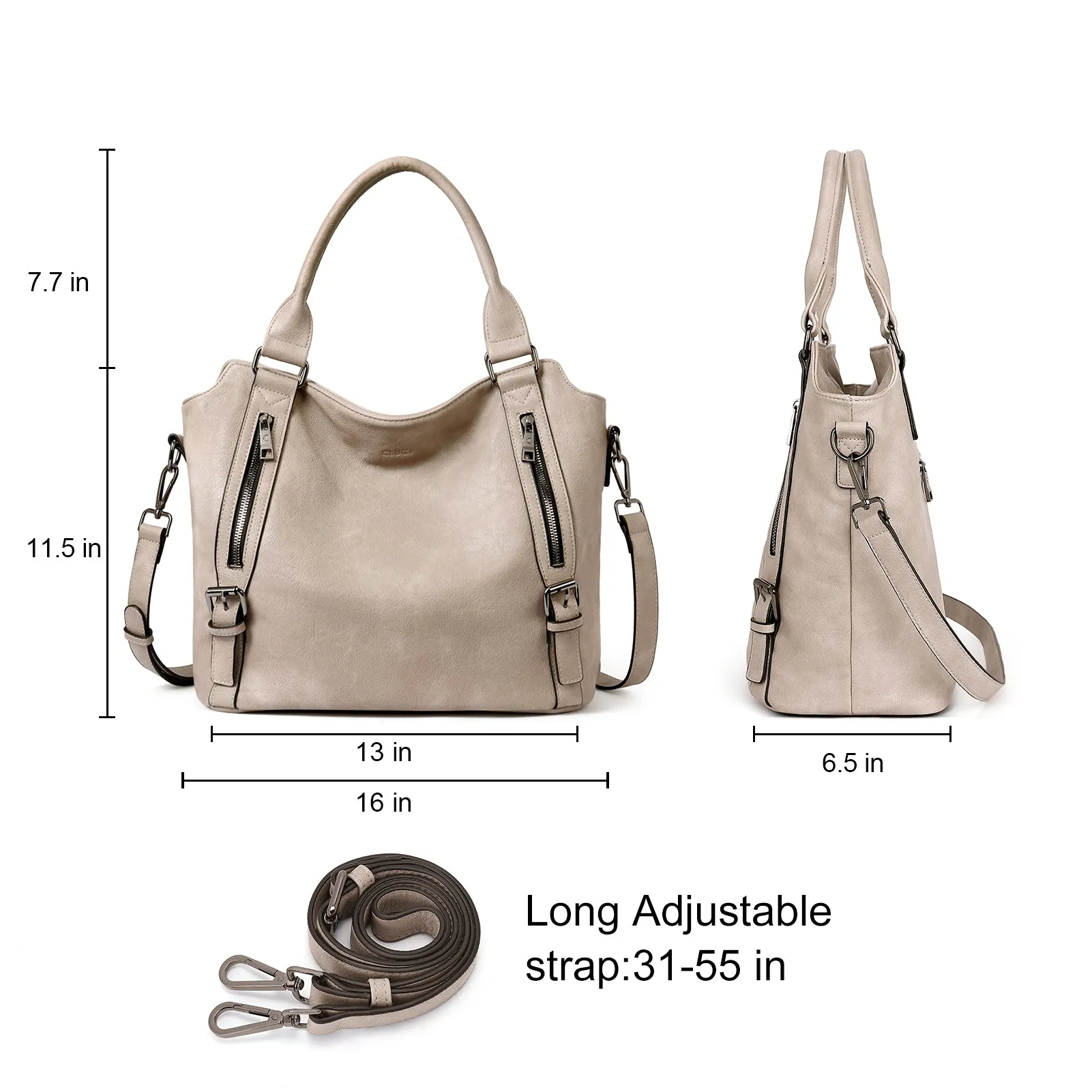 CLUCI Hobo Bags Large Tote with Adjustable Shoulder Strap