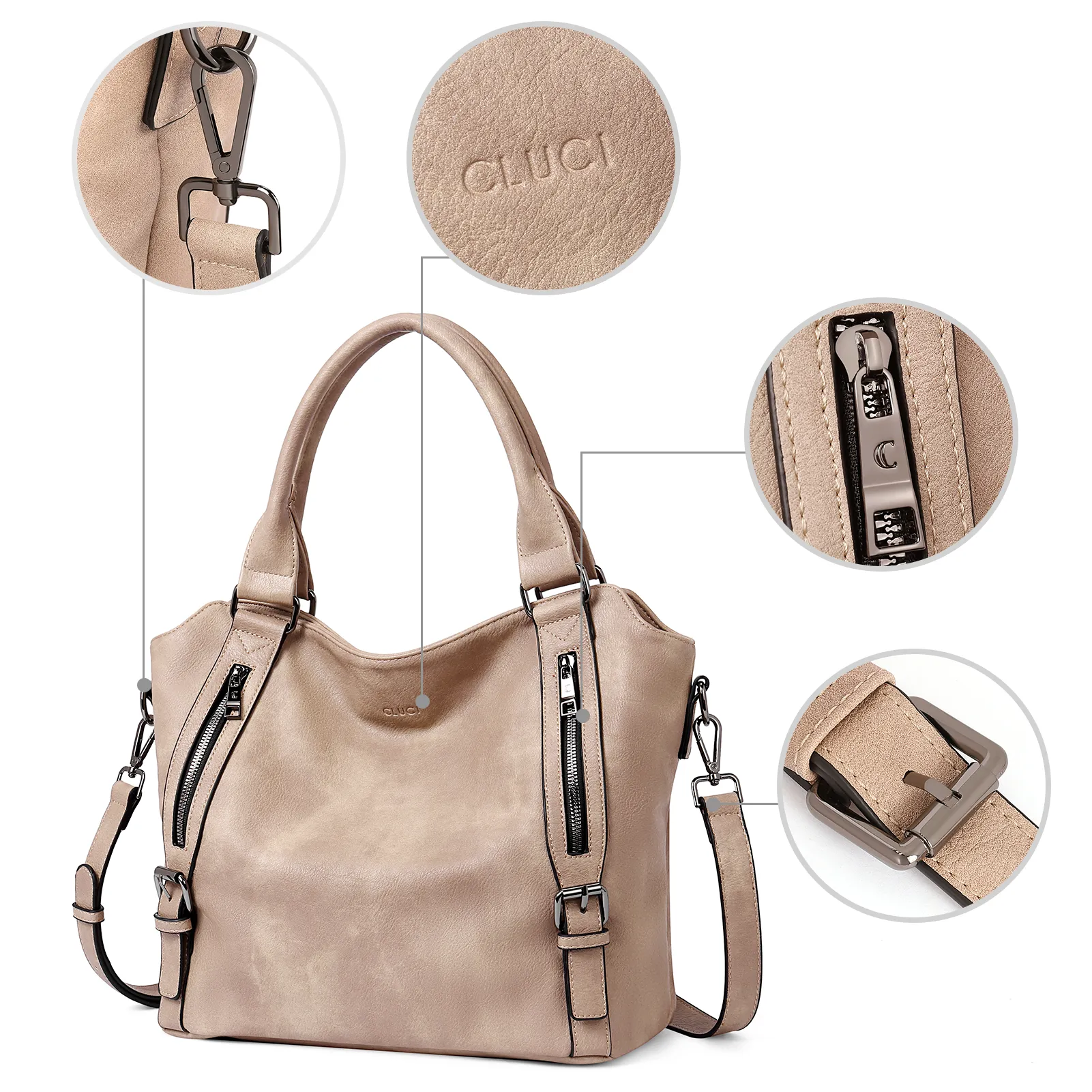 CLUCI Hobo Bags Large Tote with Adjustable Shoulder Strap