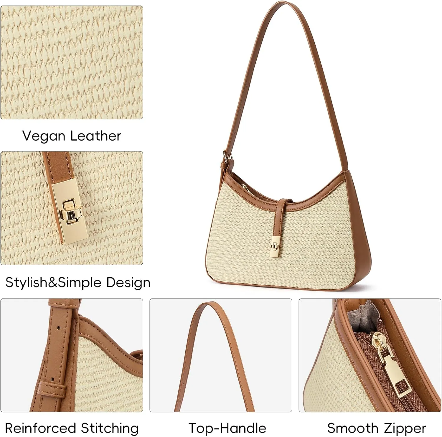 CLUCI Shoulder Bag for Women, Purses for Women, Handbag Hobo Bags Vegan Leather Crossbody Purse with Adjustable Strap