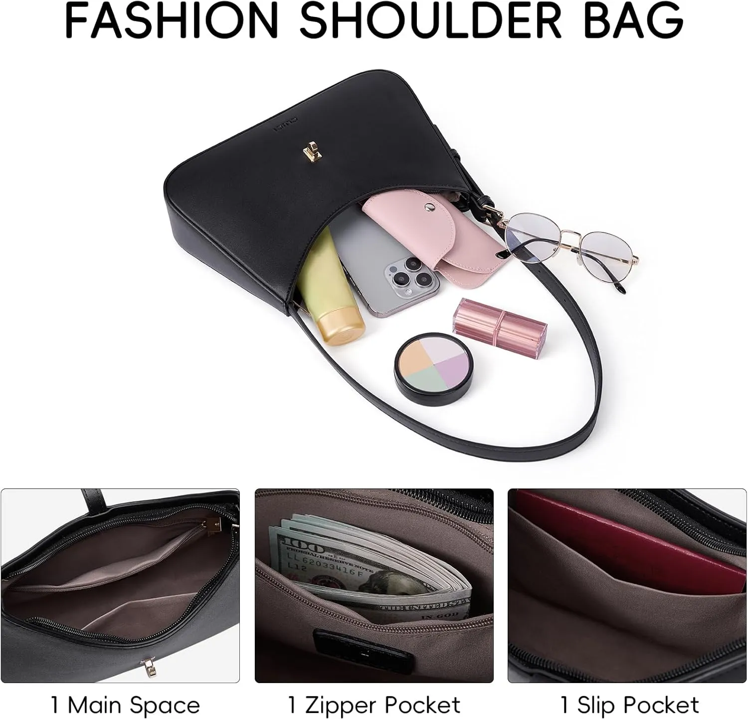 CLUCI Shoulder Bag for Women, Purses for Women, Handbag Hobo Bags Vegan Leather Crossbody Purse with Adjustable Strap