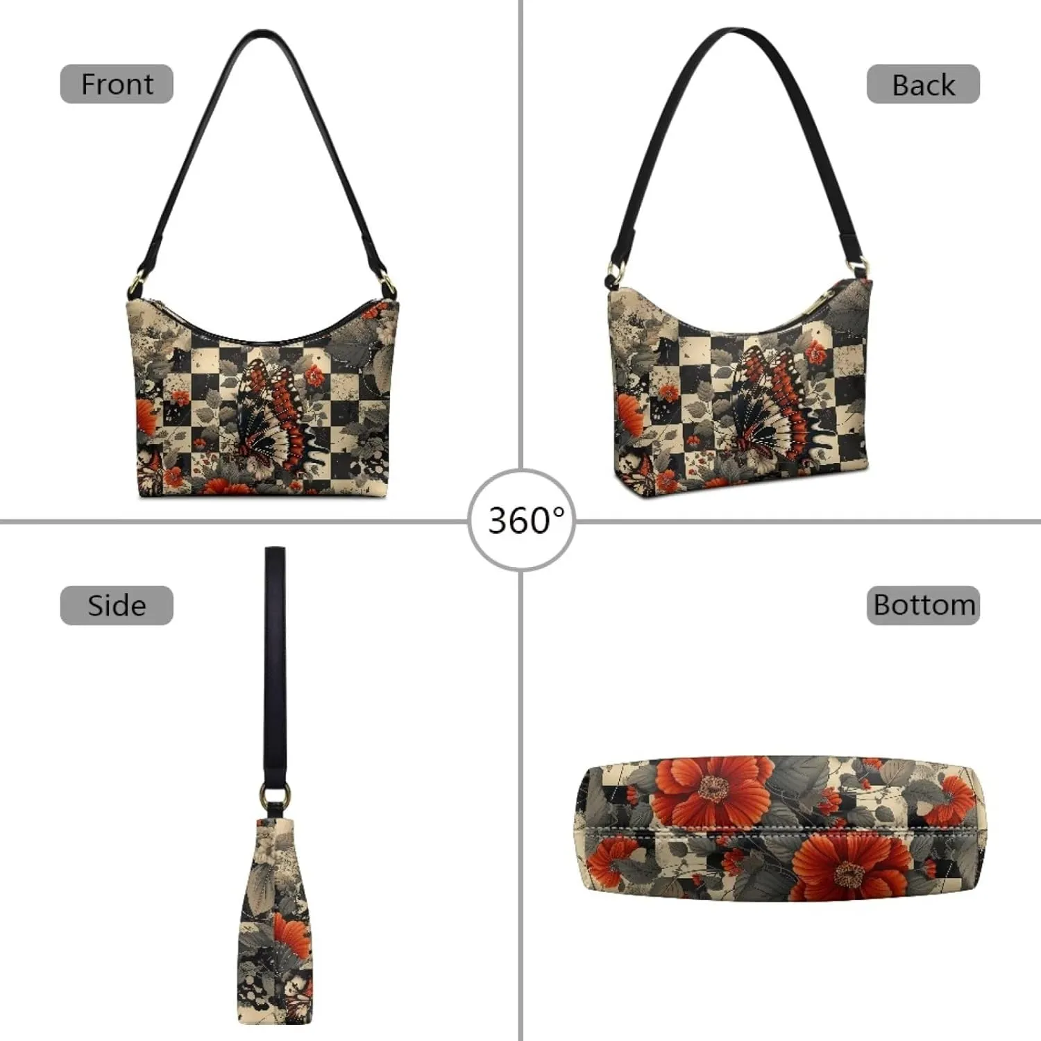 Clutch Tote Handbags Leather Shoulder Purses for Women Lady Crescent Underarm Purse with Inner Pocket