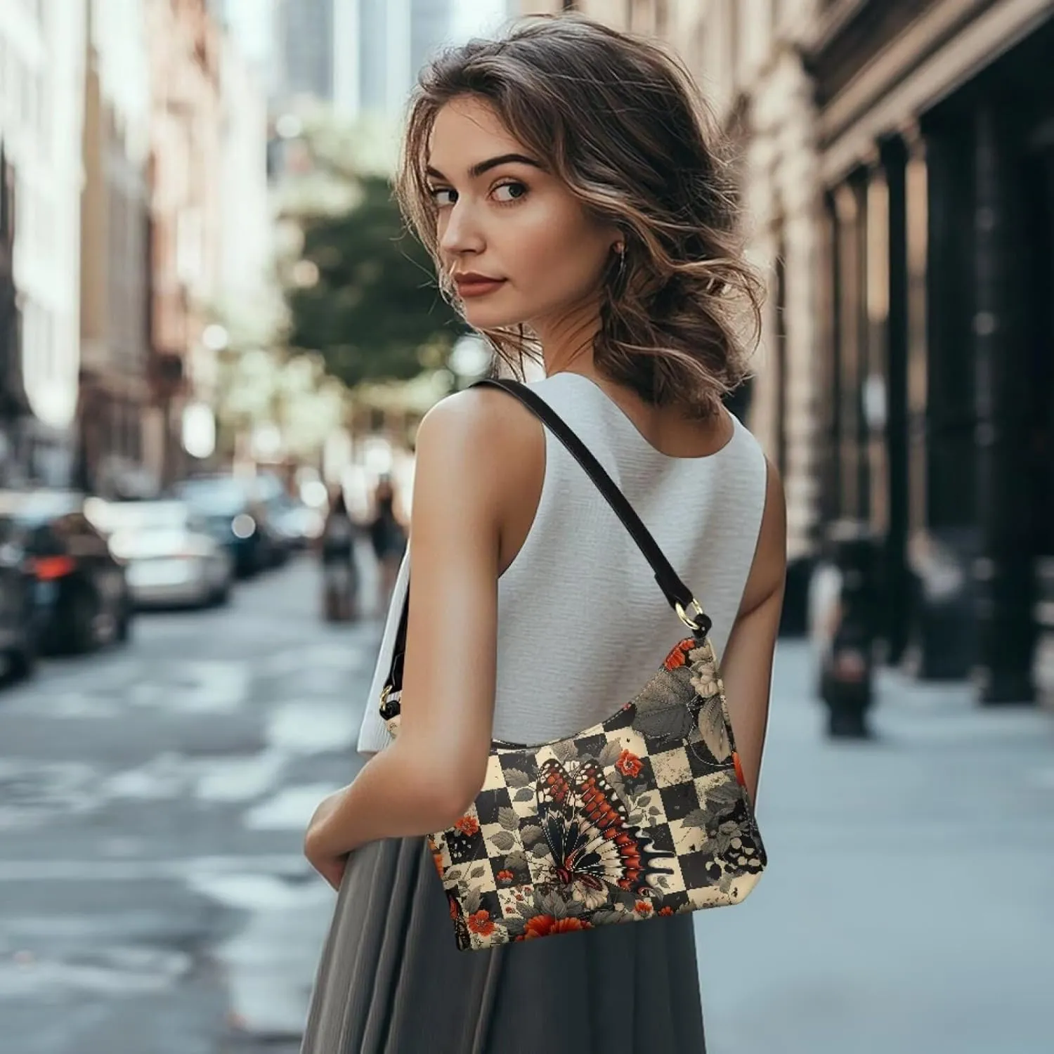 Clutch Tote Handbags Leather Shoulder Purses for Women Lady Crescent Underarm Purse with Inner Pocket